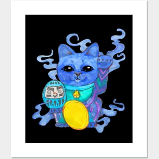 Genie Blues Lucky Cat Posters and Art